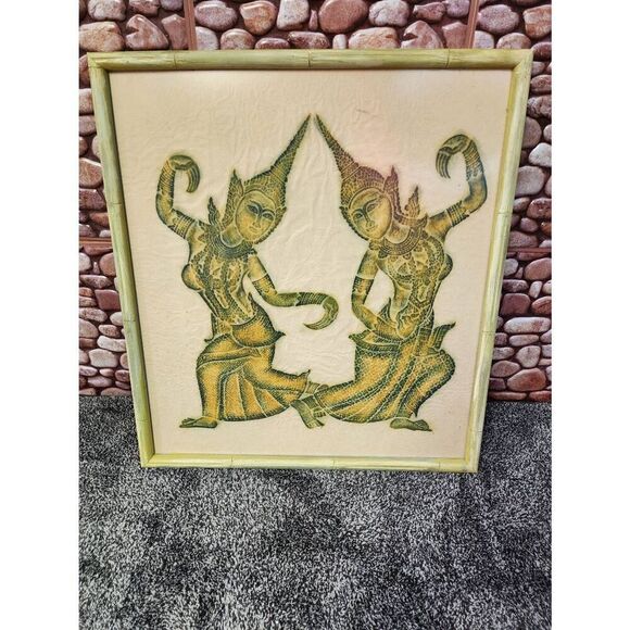 Vintage Temple Rubbing Siam Thai  Framed Picture Art - Picture 2 of 9